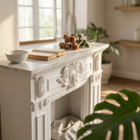 Dollhouse Fireplace Mantel Scrollwork Miniature Fireplace Mantel European Style Miniature Ornament for Scene Decoration