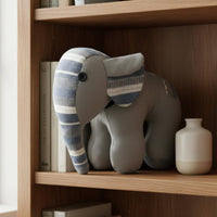 Patchwork Elephant Doll Handmade House Decoration Button Eyes for Desktop