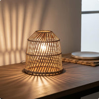 Woven Rattan Lampshade Handmade Woven Hanging Light Rustic for Restaurant, Hotel