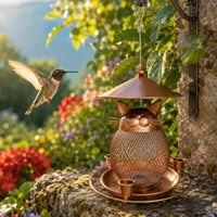 Feline-Shaped-Shaped Bird Feeder Feeding Ports Garden Decor Rustic Look