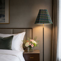 Plaid Lampshade Green Woven Textile Lampshade Plaid for Table Lamps