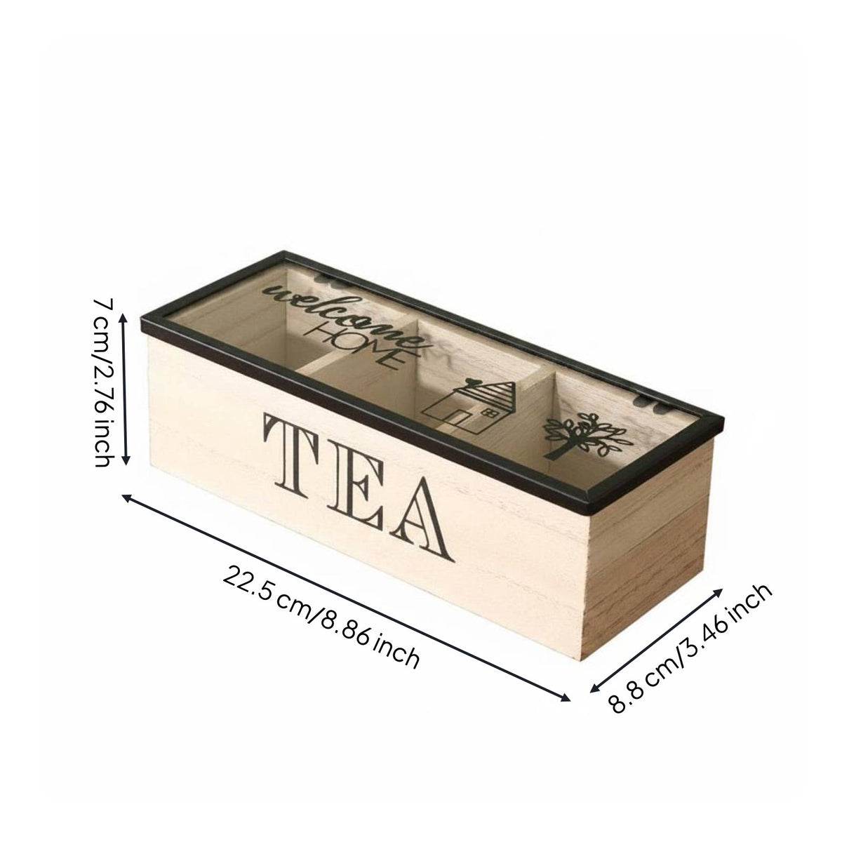 9-Grid Tea Storage Box Natural Wood Compartment Tea Box Multi-Purpose