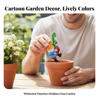 3 Pieces Whimsical Design Swinging Dwarf Statues Hand-Painted Details Hanging Gnome Figurine Set Vibrant Colors for Gardeners, Indoor Plants