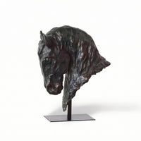 Horse Head Statue with Base Carved Bust Decorative for Mantel, Art Collectors