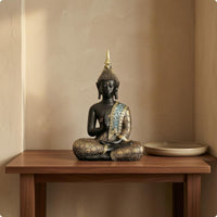 Meditation Buddha Figurine Textured Headpiece Meditating Buddha Figurine Gift