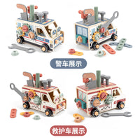 儿童早教拆装工具消防车救护车螺母螺丝锻炼动手能力益智木制玩具