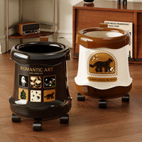 Vintage Style Plastic Trash Can with Wheels for Home