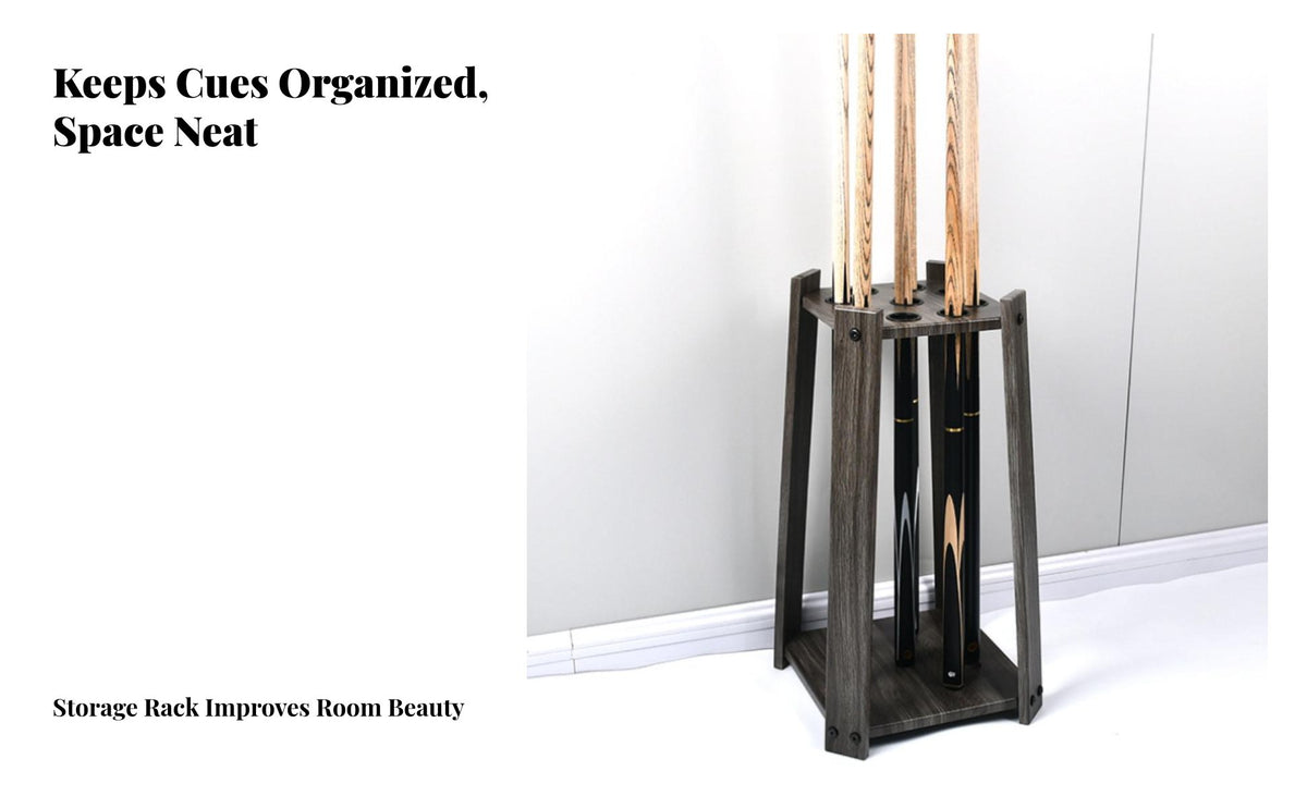 Nine-Hole Cue Rack Vintage Design 9 Cue Billiard Rack Wood Grain Finish Pool Holder for Clubhouse, Bar