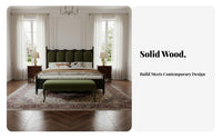 French Retro Design Bed Skin-Friendly Textile Walnut Finish Double Bed Firm-Density Foam Cushioning Bedroom Furniture