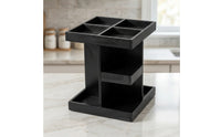Tiered Rotating Cosmetic Organizer 360-Degree Rotating Makeup Organizer Easy Access Natural Finish for Women, Bathroom Counter