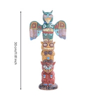 Carved Column Pole Freestanding Carved Column Pole Figurine Artistic Sculpture with Outstretched Appendages for Shelf, Cabinet, Living Room