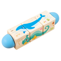 Rotating Block Puzzle Compact Wooden Turning Puzzle Educational Toy for Young Children, Kids, Tabletop, Classroom