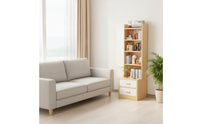 Narrow Bookcase with Drawers Space-Saving Cabinet with Shelves and Drawers Bedside Cabinet with Shelves for Bedroom, Small Areas, Living Room