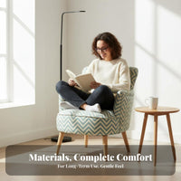 Plaid Upholstered Armchair Nordic Design Accent Chair Comfortable Seating Wooden Frame for Readers, Homeowners, Bedroom, Balcony