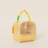 Portable Hamster Cage Travel Hamster Carrier with Handle, Cute Pet Cage with See-Through Lid and Ventilation, Rectangular Outdoor Pet Transport