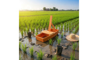 Rice Planting Boat Seat Umbrella Holder Wooden Transplanting Stool Pushable Paddy Field Seat Board for Farmers
