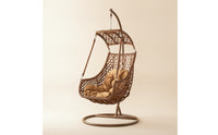 Rattan-Style Hanging Egg Chair Woven Egg Chair with Stand Cushioned Freestanding for Adults, Patio, Balcony, Backyard, Bedroom