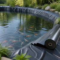 Black HDPE Pond Liner for Koi Pond, Garden Pond Liner for Outdoor Ponds, Waterproof Water Garden Liner, Flexible & Heavy Duty
