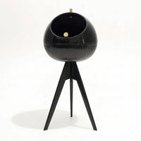 Spherical Trash Bin with Legs Modern Elevated Trash Can Raised Garbage Can with Lid Ribbed for Bathroom