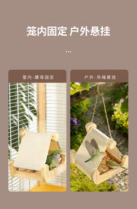 Solid Wood Parrot Bird Nest Resting Hammock Multifunctional Wooden Bird House for Cage Decoration