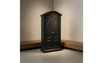 1/12 Scale Wardrobe Black Wooden Dollhouse Wardrobe Carved Top for Dollhouses