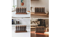 Coffee Bean Display Base with Glass Tubes Coffee Bean Tube Holder with Wooden Base Organized Rack for Baristas