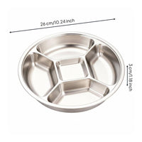 5 Compartment Tray Easy to Clean Divided Condiment Dish Stainless Steel Ingredient Bowl for Serving