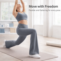Flared Leggings for Women High Waist Nylon Spandex, Wide Leg Trousers with Hip Lifting Design, Bootcut Style Pants