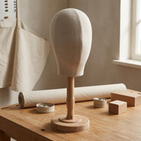 Hat Display Head Polished Linen-Covered Hat Stand Lightweight