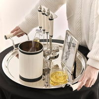 Bone and Stainless Steel Ice Bucket, Wine Bucket, Tray, and Bottle Opener Set