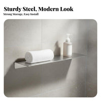 Rustproof Wall Mounted Bathroom Shelf Floating Bathroom Shelf Long-Lasting for Renters, Adults, Washroom, Toilet, Living Room
