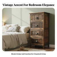 Single-Drawer End Table Distressed Finish Nightstand Vintage design for Students