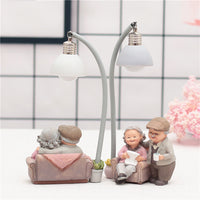 Resin Figurine Night Light - Elderly Couple Scenes - Home Decor