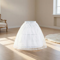 Girls Crinoline Petticoat with Lace Trim Flared Mesh Underskirt Translucent Tulle Underskirt for Girls, Parties
