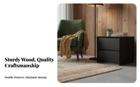 Modern Design Nightstand with Drawers Space-Saving 2-Drawer End Table Minimalist Design Bedroom Furniture Narrow Profile for Apartment Dwellers, Homeowners, Small Areas, Living Room, College Dorm, Entryway