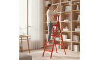 Foldable Step Ladder with Handrails Anti-Slip Folding Step Ladder Stable Lightweight for Kitchen, Apartment