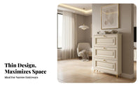 Space-Saving Tip-out Shoe Cabinet Cream Design Entryway Shoe Storage Sturdy Construction Household Furniture Scratch-Resistant for Families, Apartment Dwellers, Homeowners, Hallway, Living Room, Bedroom, Closet