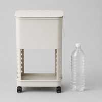 Kitchen Wagon, 3-Tier, Wagon with Casters, Plastic, Matte Cream Color, Kitchen Storage