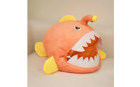 Photo Prop Anglerfish Hat PP Cotton Filled Soft Aquatic Creature Costume Hat Single Size Fits Most Funny Aquatic Creature Head Mask Conversation Starter for Children, Adults, Performances, Parties, Festivals