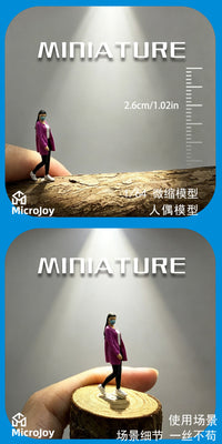 1/64微缩仿真人偶模型树脂涂装成品小人戴口罩女玩具摆件