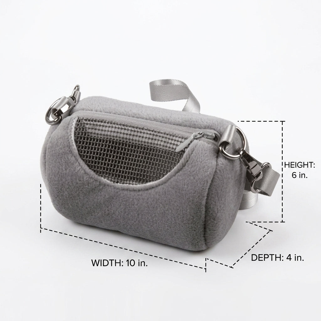 Hamster Carrier Small Pet Travel Bag with Mesh Window, Soft Outdoor Hamster Bag, Pet Outing Bag with Shoulder Strap for Guinea Pig, Pink/Grey