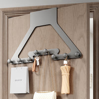 No-Drill Over-the-Door Wall Mounted Storage Rack with Hooks