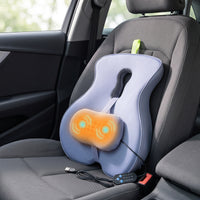 Ergonomic Back Cushion with Massage Heated Support Cushion Vibrating Memory Foam Backrest Comfortable for Drivers, Sofa