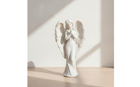 Praying Angel Sculpture Gray Praying Angel Figurine Serene for Desk