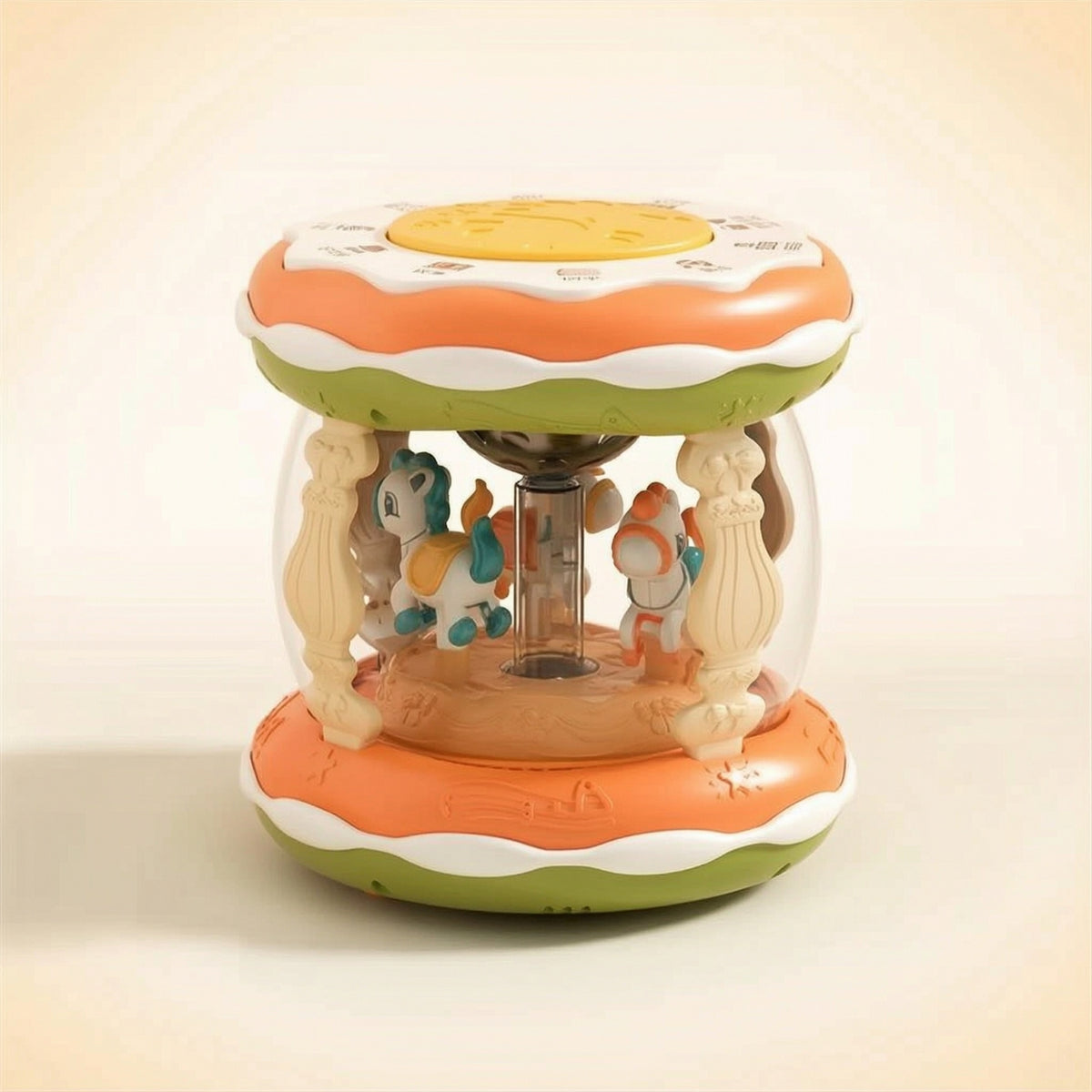 Rotating Drum Toy Round Drum for Young Children, Infants, Playroom, Nursery