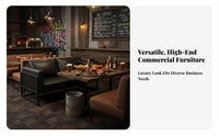 Long-Lasting Construction Industrial Design Booth Set High-Density Foam Cushion Modern Bar Table and Sofa Easy to Clean Metal Frame Restaurant Sofa Space-Saving Design for Cafe Owners, Interior Designers, Eatery, Lounge, Cafeteria, Food Hall