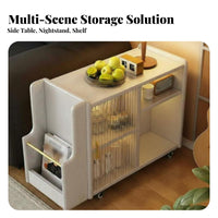 Wheeled End Table with Magazine Holder Space-Saving Design Indoor Furniture