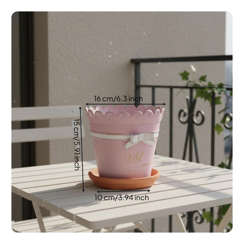 3 Pieces Bow Metal Planter French Design Home Decor for Tabletop, Garden