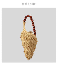 Creative Beaded Seashell Woven Straw Bag, Wooden Beads, Handbag, Summer Beach Bag, Women's Shoulder Bag 2025