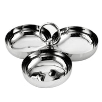 3-Compartment Serving Dish Stainless Steel Serving Tray with Handle for Parties